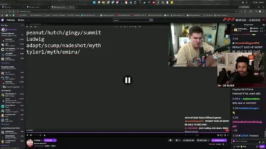 Twitch livestream with streamer and active chat