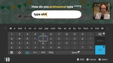 On-screen keyboard typing 'type shit' prompt