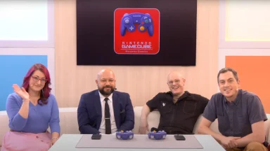 Four people discussing Nintendo GameCube classic games.