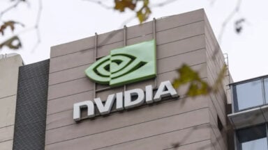 NVIDIA logo on modern office building exterior