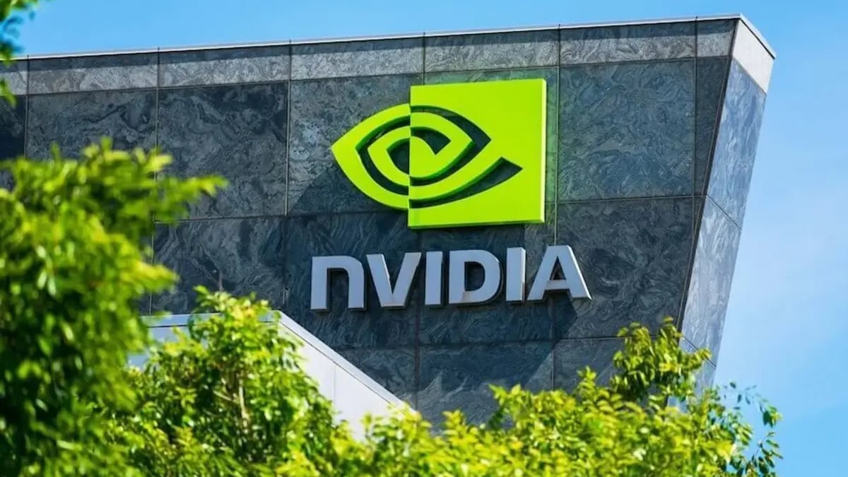 NVIDIA logo on modern office building exterior
