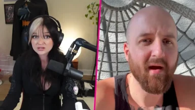 Two people talking in split-screen video call
