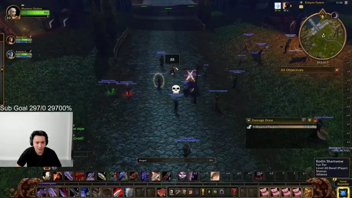 World of Warcraft gameplay stream in Elwynn Forest