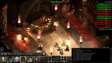 Fantasy game turn-based combat with characters and spells.