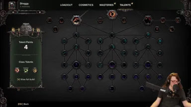 Game skill tree with talent points and paths.