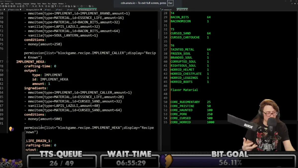 Streaming code editing with resource inventory list