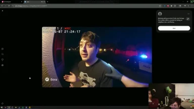 Police bodycam shows man being confronted at night.