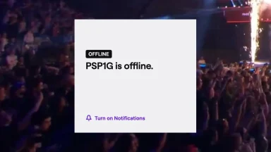 PSP1G stream offline, notification option available.