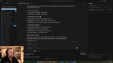 Developer discussing audio configuration settings on screen.
