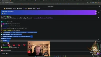 Twitch stream chat discussing gift issues and scamming.