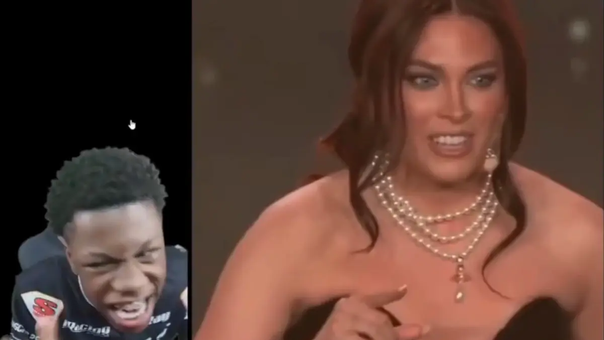 Two people reacting in split-screen during a livestream.