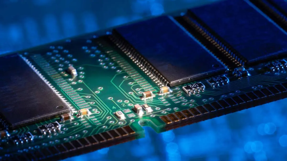 Close-up of computer RAM memory module