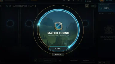 League of Legends ranked match found screen