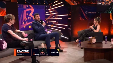 Esports analysts discussing player of the game live.