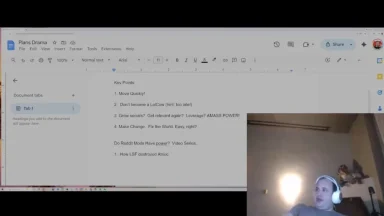 Man on video call editing Google Docs document