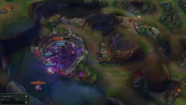 League of Legends team fighting Baron Nashor
