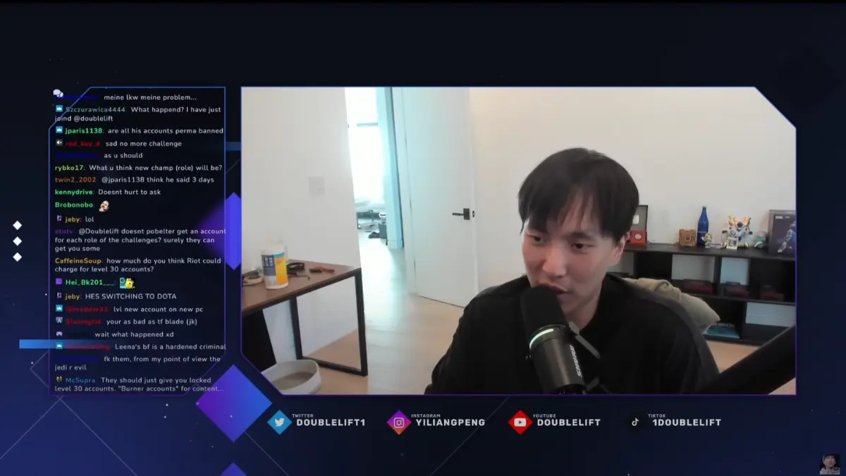Streamer talking into microphone during live broadcast