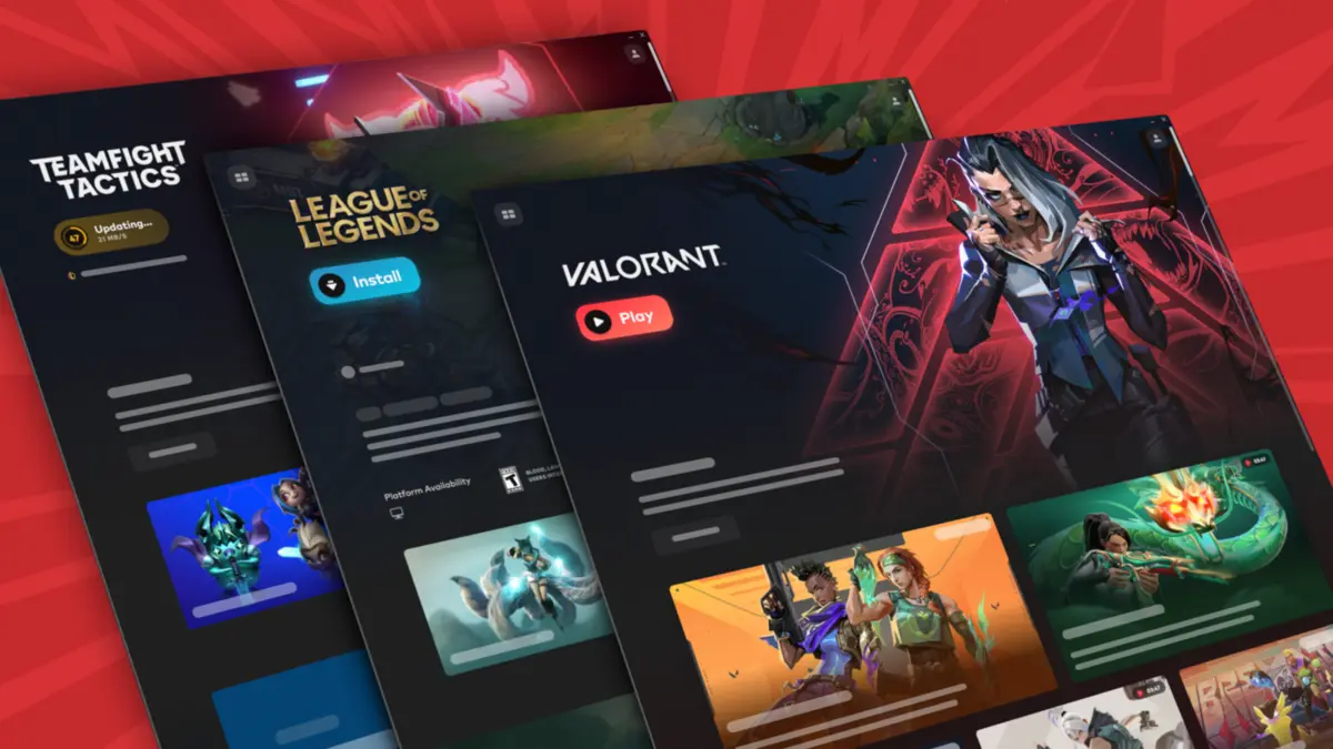 Riot Games launcher featuring Valorant and League of Legends