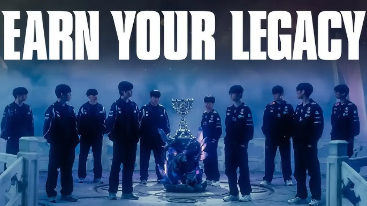 Esports teams facing trophy under Earn Your Legacy banner