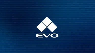 Blue EVO logo with geometric design