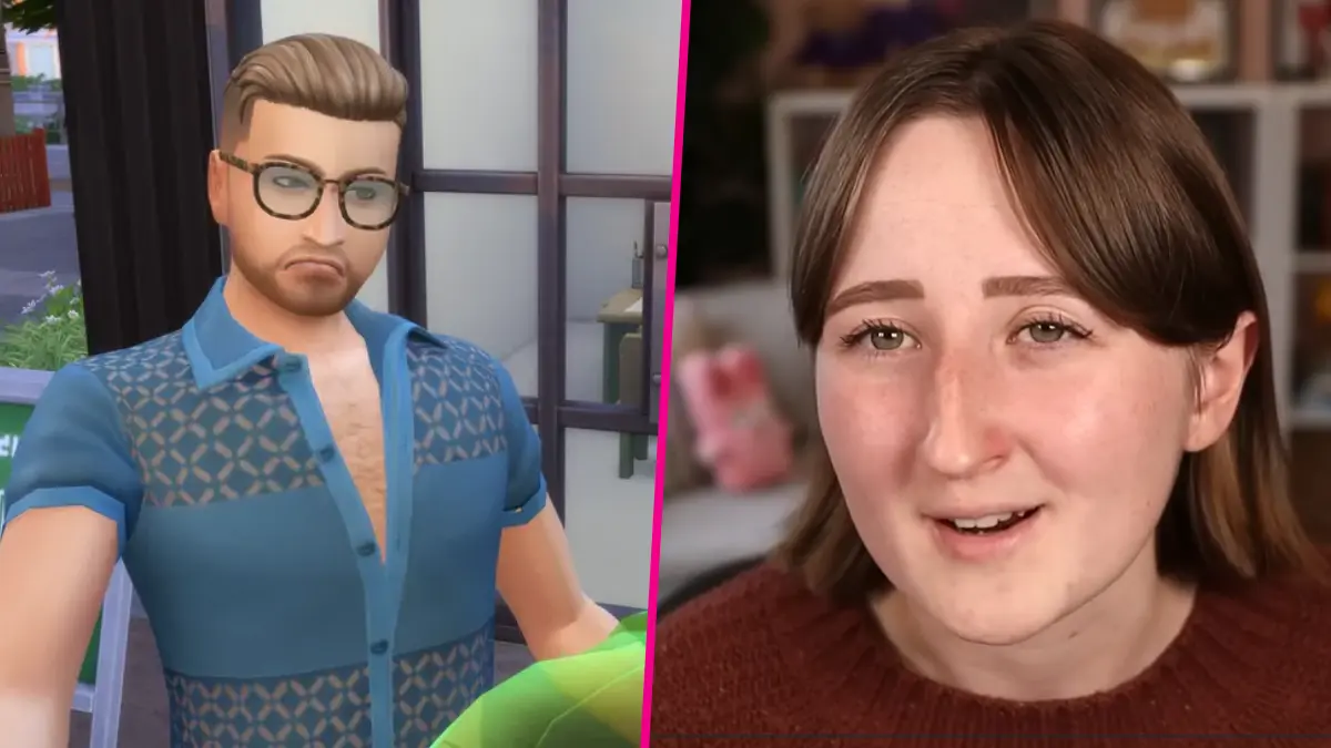 Gamer and Sims character comparison side by side
