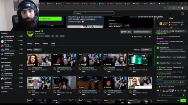 Streamer with multiple online video chats displayed.