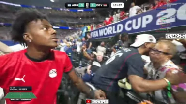 Fan in Egypt jersey at World Cup stadium