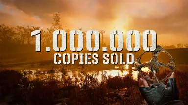 Game sells one million copies, golden sunset background.