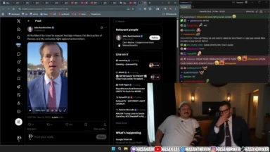 Screenshot of social media post and livestream reaction