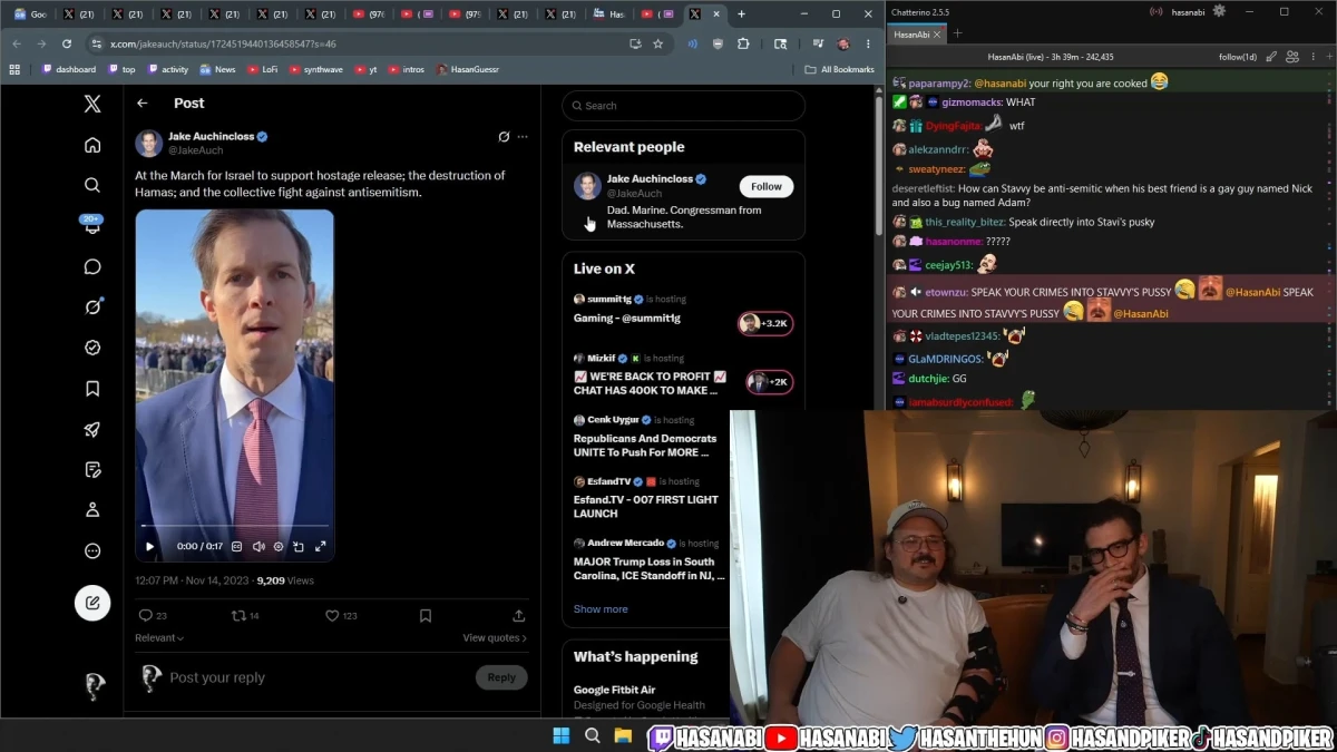 Screenshot of social media post and livestream reaction