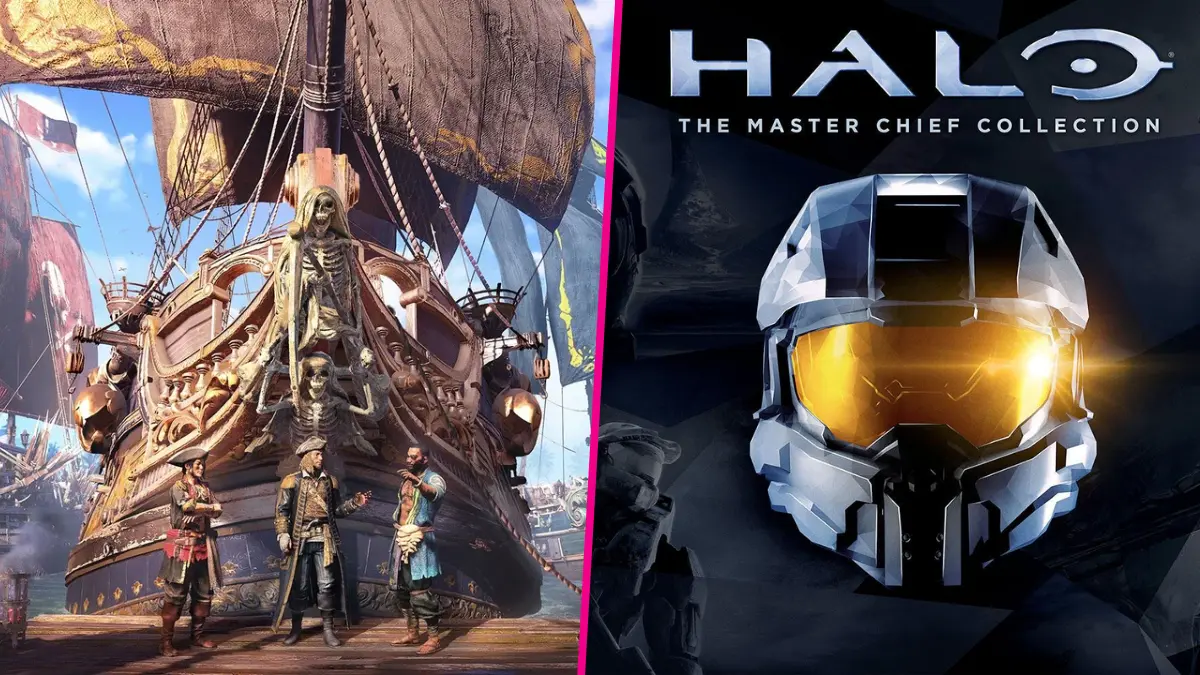 Pirate adventure ship and Halo Master Chief helmet
