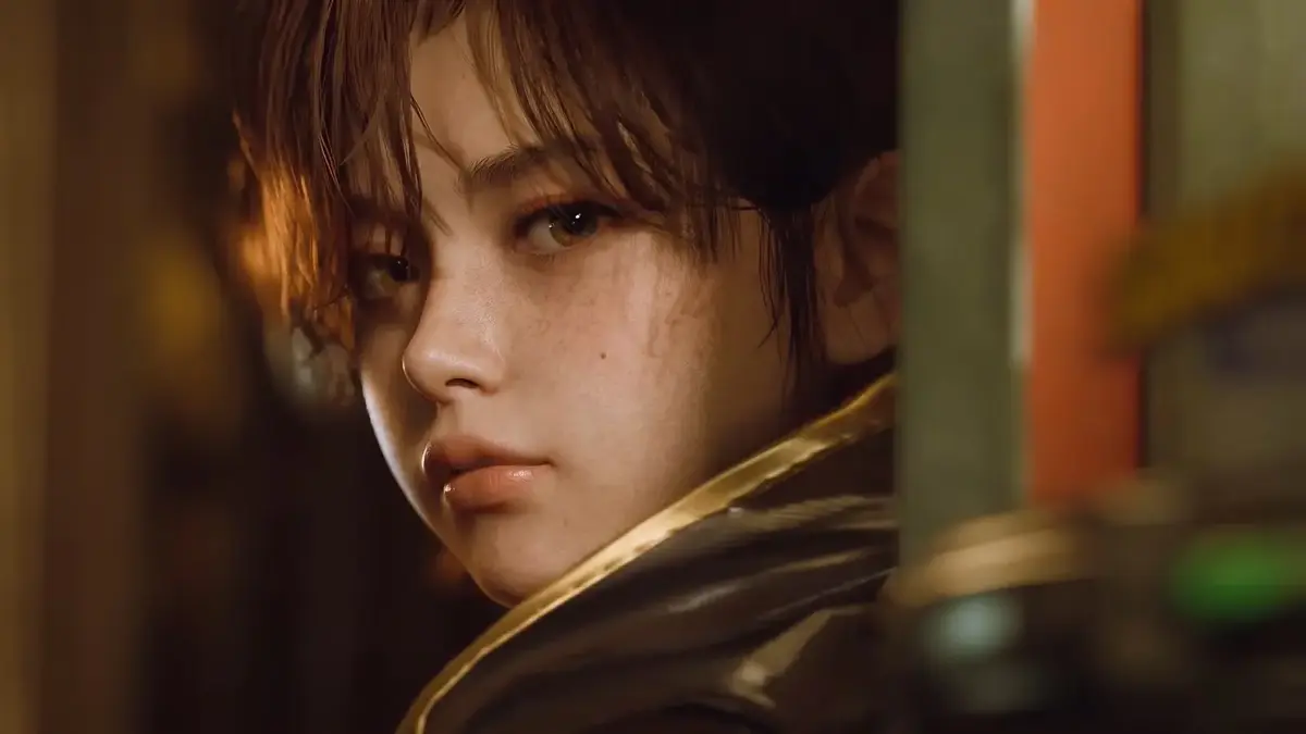 Close-up of woman with sword in warm light