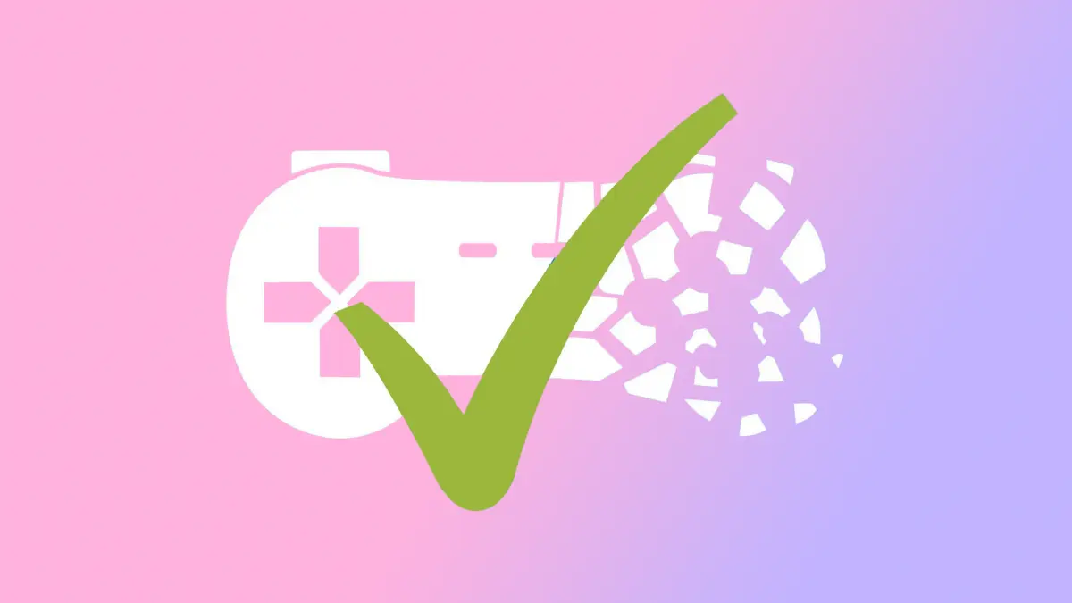 Game controller with green check mark