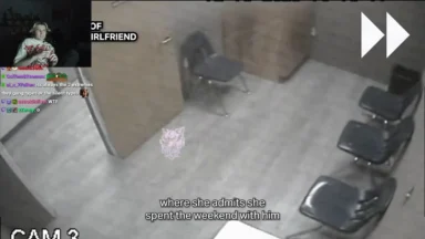 Streamer reacts to grainy surveillance footage of empty room
