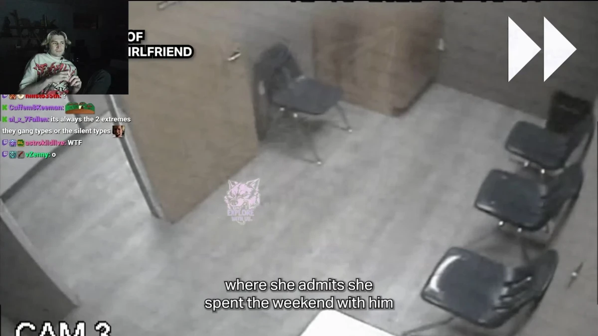 Streamer reacts to grainy surveillance footage of empty room