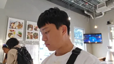 Young man in a modern restaurant interior