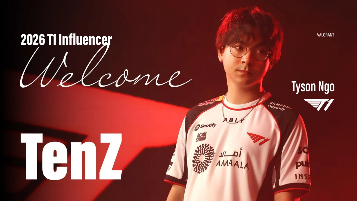 TenZ in T1 jersey under red lighting