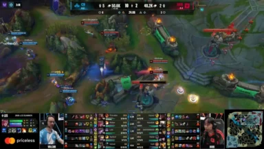 Cloud9 attacks Sentinels' base during an LCS match