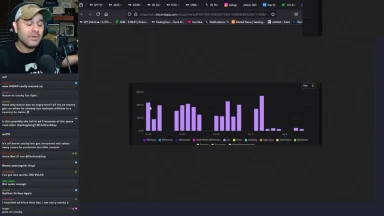 Streamer discussing graph analytics on live Twitch chat