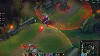 Video game character in battle scene, strategic action.