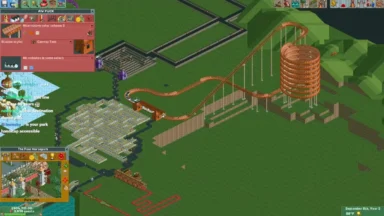 Roller coaster tycoon park with giant spiral coaster