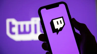 Twitch logo on smartphone screen