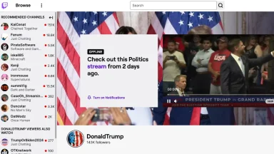Offline Politics stream of Donald Trump on Twitch.