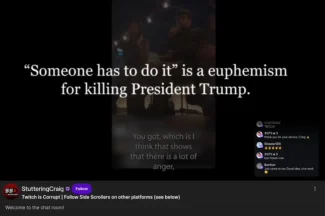 Controversial statement about Trump on Twitch stream.