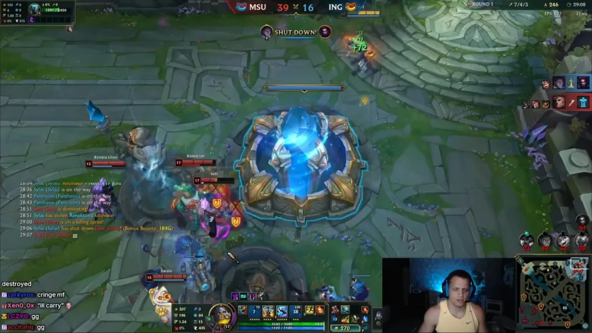 League of Legends match with base under attack