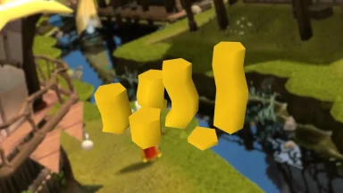 Low poly yellow gems in 3D environment