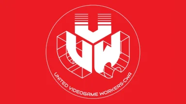 United Videogame Workers CWA logo on red background.