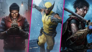 Three-panel collage of gamer, Wolverine, fantasy warrior
