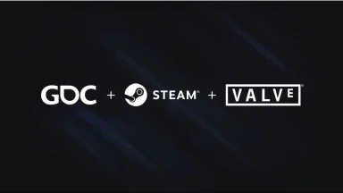 GDC, Steam, and Valve logos on dark background