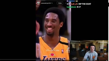 Basketball player smiling during game, tribute video